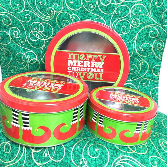 COOKIE Cake Candy Christmas Metal Set of 3 Storage Tins  Canisters NWT - Picture 2 of 5
